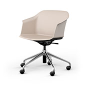 Piétement roulette </br> 5 branches en aluminium poli brillant chaise conference