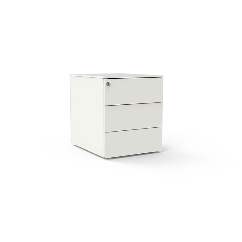 Bureau + Caisson Intégré 3 Tiroirs STEEL - Gris/Blanc