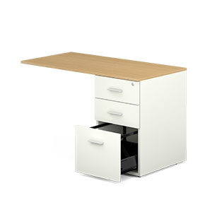 Caisson de bureau avec 2 tiroirs plumiers et 2 tiroirs de rangement - blanc  et anthracite