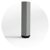 Metal base <br> Tubular square metal legs (Light grey). Adjustable feet bureau motorise