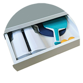 Tiroir pour ranger le kit <br/> de ping-pong bureau manivelle